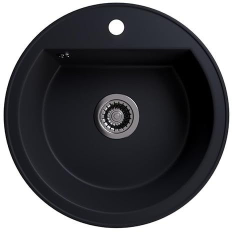 LINDBERGH® Granitspüle TON11 Schwarz Einbauspüle Küchenspüle Spüle Spülbecken + DREHEXCENTER - Verbundstoffe MADE IN GERMANY