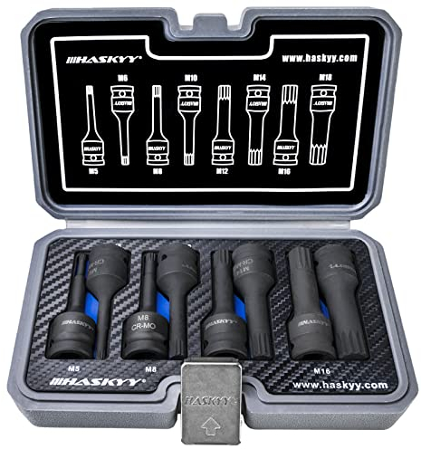 8-tlg XZN M5-M18 Vielzahn 1/2 Kraft-Schlag-Schrauber-Steckschlüssel-Nuss-Satz Innenvielzahn
