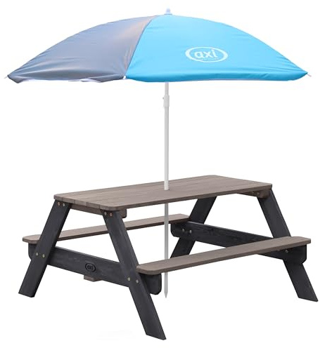 AXI Nick Table Pique Nique avec Parasol Anthracite & Gris | 95 x 97 x 48 cm - Table de Pique Nique Enfant pour Le Jardin, Table Picnic, Table Picnic Bois
