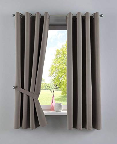 Gardinenbox Vorhänge Blickdicht »Newyork« Taupe HxB 160x140 cm 2er-Pack Thermo-Gardinen Verdunkelungsvorhang Blackout Ösen schalldämmend ÖKOTEX UV-Schutz Raffhalter, 201920600-2