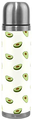 BKEOY Mug de voyage isotherme en acier inoxydable à double paroi étanche avocat Motif avocat personnalisé imprimé en cuir véritable 500 ml