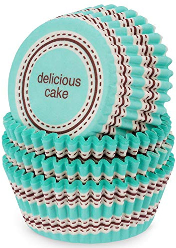 MoNiRo Papier Muffin Förmchen - Cupcake Backform aus Papier Motiv Delicious Cake - Muffin Form - Cupcake Form - Papierförmchen - Cupcake Förmchen - Muffinform - Backförmchen - Muffinformen