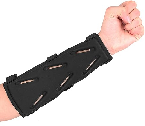 KRATARC Archery Arm Guard Adjustable 3-Strap Accessory Lightweight Hunting Target Practive Adult Unisex (Black, Length 7'')
