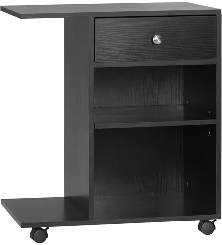 HOMCOM Vinsetto Support d'Imprimante Organiseur Bureau Caisson Noir