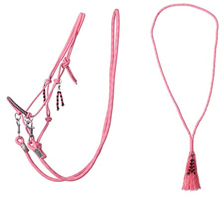 ARBO-INOX Knotenhalfter Zügel Halsring Kombiset Knotenhalfter-Set (Extra Full, Flamingo-Pink)