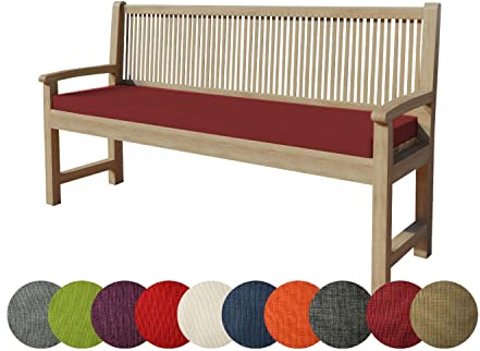 chilly pilley Bankkissen Bankauflage Polsterauflage Reißverschluss mit Schlaufen Kissen für Gartenbank für Gartenmöbel Sitzkissen & Rückenkissen Outdoor (160 x 40 x 5 cm, Dunkelrot)