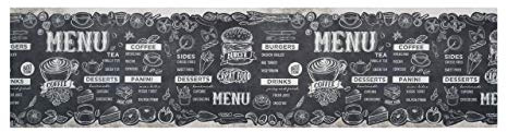 BIANCHERIAWEB Tappeto Passatoia Cucina Antimacchia Retro Antiscivolo Fantasia Moderna Colore Nero Disegno Menù Corsia Sottolavello Made in Italy Stampa Digitale Sprinty