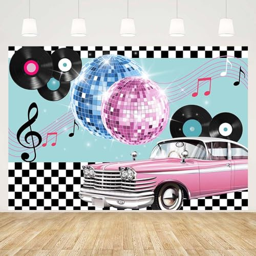 MEHOFOND 7x5ft Retro Back to 80s Themed Party Decorations Banner Flash Balls Record Photo Studio Booth Background Hip Hop Disco Backdrops for Photography Music Background