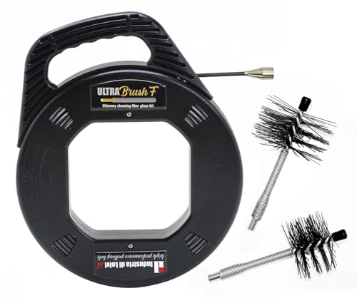 Nuovo ULTRABrush | Kit pulizia Pulizia Canna Fumaria stufa a Pellet. Scovolo Spazzacamino compatibile con ogni tipo di canna fumaria. Set 3 pezzi. Con dispenser per un utilizzo pratico e veloce