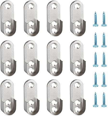 CYIOU 12 Stücke Kleiderstange Schrank Halterung Metall Oval Kleiderstangenhalter Schrankrohrlager Benutzt für Zubehör für Garderobenstangen Flansch Kleiderschrank Schrank Halterung