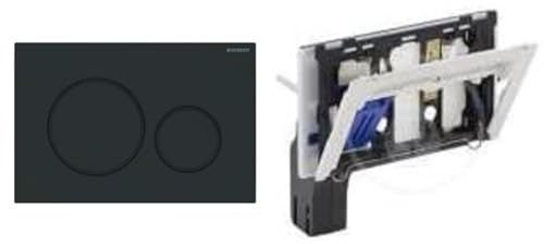 Geberit 115.882.16.1 Betätigungsplatte Sigma20 für 2-Mengen-Spülung, schwarz matt, 115882161 & 115610001 Einwurfschacht für Unterputz-Spülkasten 115.610.001, Reinigungswürfel