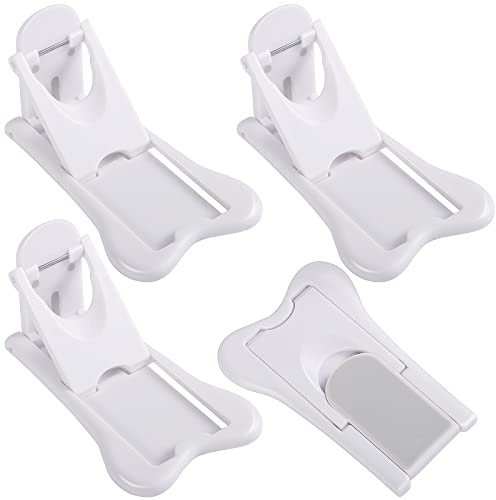 Lot de 4 Bloque Porte Coulissante, Securite Fenetre Enfant Auto-adhésif Bloc Porte Securite Bebe Protection Sécurite Domestique Sans perçage pour Utilisation Porte Fenêtre Placard (Blanc)