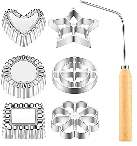 Ksrnsne Achappam Moul Bunuelos et Rosettes Ensemble, Coeur Étoile Cercle Carré Moule pour Cuisine Cuisson Frite