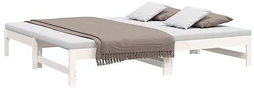 vidaXL Dormeuse Estraibile Bianca 2X(75x190) cm Legno Massello di Pino