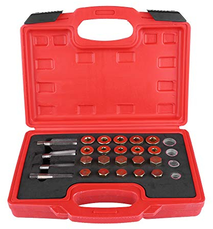 64-teiliges Ölwannen-Gewinde-Reparatur-Set Ölwannen-Getriebe-Ablassschrauben-Werkzeug-Set Ölwannen-Ablass-Schrauben-Gewinde-Reparatur-Set M13 M15 M17 M20 mit 4 X Wasserhähnen 20 X