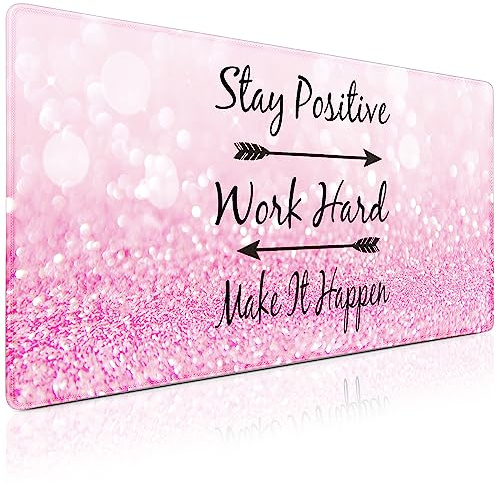 Acezeek Mousepad XXL,900x400(35.4×15.7in) Gaming Mauspad mit genähten Kanten, rutschfeste Gummimatte,wasserdichte Mauspad/Mousepads für Zuhause, Büro, Gaming-Rosa Partikel