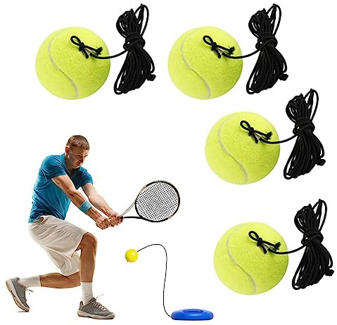 Rachlicy Tennis Trainer Tennis Training Ball Langlebige Ersatzkugeln mit Schnur für Anfänger Trainingstrainingsausrüstung Gelb 4pcs