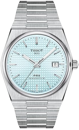 Tissot PRX Powermatic 80 316L Stainless Steel case, Swiss Automatic Watch for Men & Women, Ice Blue Dial, Stainless Steel, (T1374071135100)