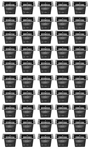 Firlar Lot de 50 Pots Carrés en Filet Hydroponique, Paniers de Culture de Remplacement Respirants, Panier de Culture de Plantes à Fleurs sans Sol, Pot en Maille en Plastique pour Culture(Noir)