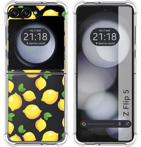 Tumundosmartphone Coque Silicone Anti-Chocs pour Samsung Galaxy Z Flip 5 5G Design Citrons Dessins