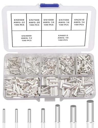 YIXISI 700 Stücke Draht Kupfer Crimp Steckverbinder Steckdose Ferrule Kit, Nicht Isoliert Aderendhülsen Pin Kabel Endklemmen, Draht Aderendhülse Crimp Anschluss Elektrische Kabel, AWG 22-10