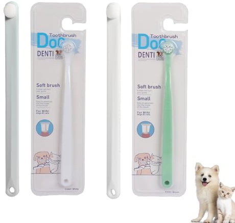 Hundezahnbürste mit langem Griff, 4 Stück, mit weichem Mini-Zahnkopf, Kunststoff, Katzenzahnreinigung, Zahnpflege für Welpen, kleine Hunde, Katzen, Haustiere, Zahnreinigung