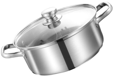 VINTORKY Olla Inoxidable Doble Asa Olla Caliente Capacidad Grande Cocción Rápida