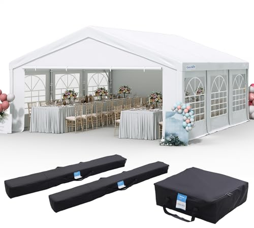 Quictent Premium 20x20 Party Tent Heavy Duty Outdoor Gazebo White Event Shelter Wedding Canopy Tent for Parties Carport BBQ with Removable Sidewall Windows & Storage Bags