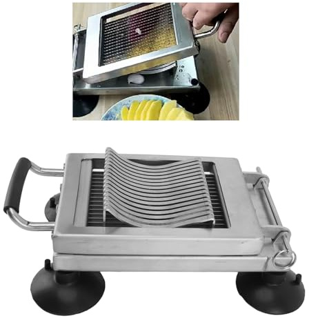 Cortador Manual de Alimentos, Ventosa de Goma Antideslizante Uniforme, Cortador de Verduras, Lavable, Acero Inoxidable de Alta Nitidez para el Hogar (6.5MM)