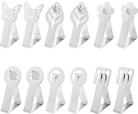 WYRGQIQN 12 Piezas Pinzas para mantel para patio, Clips de Acero Inoxidable Mantel Pinza para Mantel Cubierta, para restaurante, familia, buffets, picnics, fiestas, bodas
