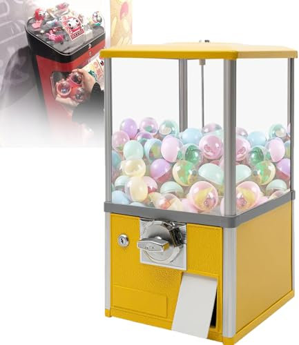 ZHIXUMM Distributore Automatico di Bubble Gumball per Capsule da 1,26 Pollici Gumball, Caramelle O Noci, Distributore Automatico di Gumball per Bambini,Yellow