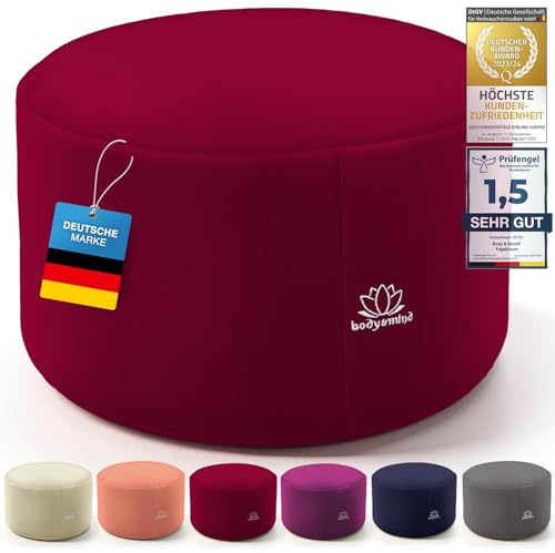 Body & Mind® Yoga cushion meditation cushion floor seat cushion pad for meditation & yoga; washable cover and breathable premium filling; 18 cm seat height ((Red)