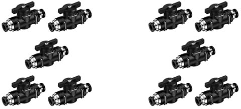 Decqerbe 10X Pneumatischer Kugelhahn, Push-To-Connect-Anschlüsse, Kugelhahn, Luftstromregelventil, Luftanschlüsse, Gerader Schnellanschluss, 10 mm