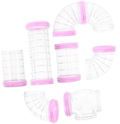 CORHAD Tunnel pour Cage à Hamster Labyrinthe DIY, Accessoires en Plastique Solide, Ensemble 8 Pièces, Rose, Extension Cage pour Petits Rongeurs, Hamsters Et Gerbilles