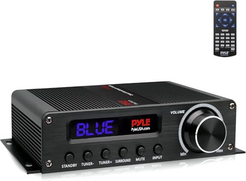 Pyle 100W 5.1 Channel Bluetooth Stereo Amplifier – HiFi Audio Receiver, AUX, FM Antenna, Active Subwoofer & Speaker Inputs – Home Theater Surround Sound System