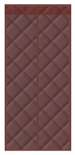 Thermoisolierter magnetischer Türvorhang für den Winter, winddicht, automatischer Verschluss, für Terrassentüren, Braun, 85 x 205 cm