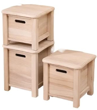 Fußhocker 1 stücke Massivholz Lagerung Quadratischen Hocker Mit Schublade Eingang Flur Ändern Schuhe Bank Sofa Nachttisch Niedriger Tisch Ottomane Schrank für Wohnzimmer, Schlafzimmer(Log color-M)