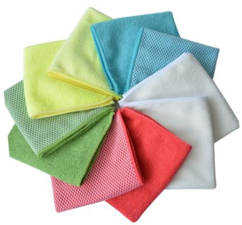 Levemolo Fiber Cleaning Cloth and Mesh Duster Cloth Set, 4pcs Kitchen Scouring Pads High Absorption, Multipurpose Microfibre for Household Cleaning, Assorted Colors Random Color