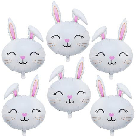Globos de Conejos Pascua, Juego de 6 Piezas Balones Pascua, Lindo Conejo Baloes, Interesante Globos Conejo Helio para Fiesta de Feliz Pascua Accesorios de Decoración