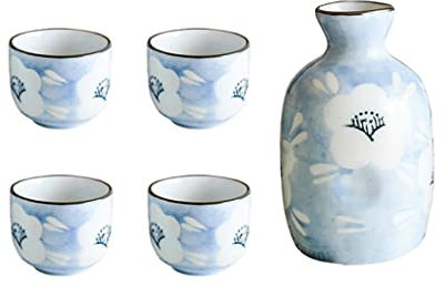 YJYJY Juego de Vino Juego de Sake japonés Juego de cerámica para Vino con Taza para Beber Juego de Barra con Jarra