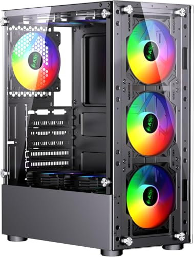 Gaming PC Tower, Intel Core i7-3770, 16GB RAM, GT 730 2GB Graphics, 1TB HDD + 256GB SSD, Windows 11, Black 6 Fan RGB Case – High Performance Setup