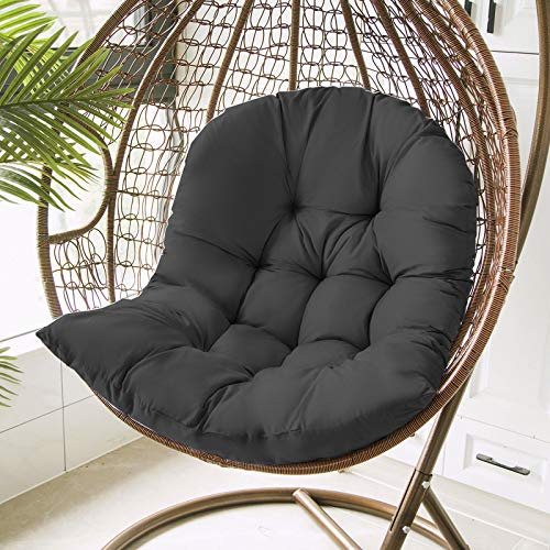 Cesta colgante gruesa impermeable para exteriores, silla de huevo, columpio resistente, color negro, 110 x 80 cm, asiento con cremallera, jardín, patio interior