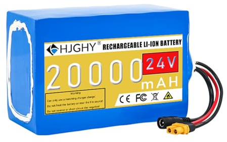 HJGHY 24V 10Ah 12Ah 15Ah 20Ah 25Ah 30Ah Rechargeable Nest Boat Lithium Battery Pack 25.2V Net Boat Large Capacity Remote Control Boat Replacement Battery with DC and XT60 Plug