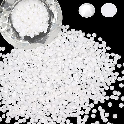 Wholesale Bulk Bags - 5000 unidades de diamantes de imitación de resina de 3 mm con parte trasera plana, redondos, color blanco sólido, no termoadhesivos para uñas, vasos, adornos de bricolaje, piedra
