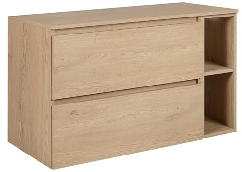 3E 3xE living.com Mobile da bagno 100 CM (80+20) con piano superiore, rovere chiaro 100 x 57 x 46 cm