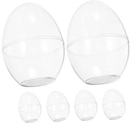 Beaupretty 6pcs Large Capacity Plastic Egg Shaped Boxes with Flat Bottom, Fillable Party Containers for Celebrations and Toys, Creative and Unique Design for Easter or Christmas Treats