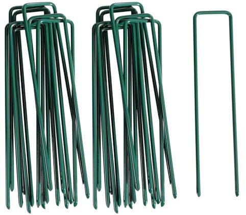 BHSDZX 20 Pack Garden Stakes 6 Inch Heavy Duty Weed Membrane Pegs U Shaped Metal Garden Pins for Netting Weed Control Fabric