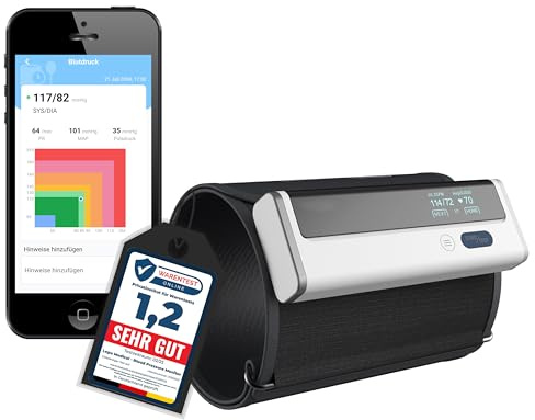 TIGA-MED Armfit Oberarm Blutdruckmessgerät | mit Bluetooth | Kabelloser Herzgesundheitsmonitor | große Manschette | Kostenlose App für iOS und Android