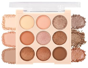 9 Couleurs Palette de Fard a Paupiere, Brun Ombre a Paupiere Crème Mat Pailletée, Poudre Fine, Longue Tenue Fard à Paupières Imperméable, Hautement Pigmentées, Maquillage pour les Yeux des Femmes-03