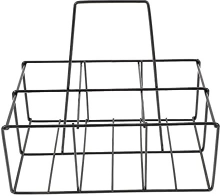 CHICAMPERA Soporte para Cesta De Cerveza De Bar Metálico Negro 6 Compartimentos Asa Portátil para Almacenar Botellas De Leche y Cerveza Uso Doméstico y Restaurante